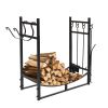 Steel Firewood Log Storage Rack Accessory and Tools for Indoor Outdoor Fire Pit Fireplace(D0102H5A9AU)