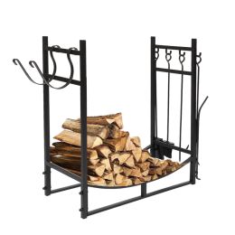 Steel Firewood Log Storage Rack Accessory and Tools for Indoor Outdoor Fire Pit Fireplace(D0102H5A9AY)