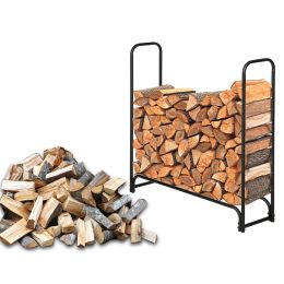 4ft Firewood Rack Outdoor Log Rack Holder Steel Tubular Wood Pile Racks Outside Accessories Black without Cover(D0102H5Y4KV)