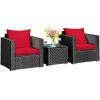 3 Pcs Patio wicker Furniture Set with Cushion(D0102HEBBIW)