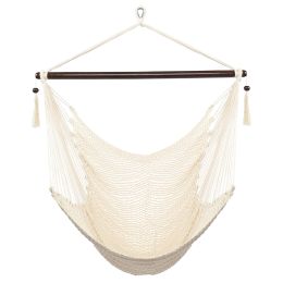 Caribbean Large Hammock Chair Swing Seat Hanging Chair with Tassels Tan  XH(D0102HEBD1V)