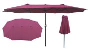 15Ftx9FtDouble-Sided Patio Umbrella Outdoor Market Table Garden Extra Large Waterproof Twin Umbrellas with Crank and Wind Vents