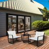 3 Pieces Patio Set Outdoor Wicker Patio Furniture Sets Modern Bistro Set Rattan Chair Conversation Sets with Coffee Table