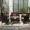 4 Piece Rattan Sofa Seating Set with Cushions(D0102HEVKY7)