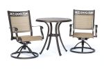 3 Piece Bistro Set, Cast Aluminum Dining Table Swivel Rocker Chairs Outdoor Patio Furniture(D0102HEVNN7)