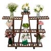Artisasset 3-Layer 9-Seat Indoor And Outdoor Multifunctional Carbonized Ribbon Wheel Wooden Plant Stand(D0102HHCAVY)