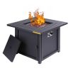 50,000 BTU Square 28 Inch/30inch  Outdoor Gas Fire Pit TableGas Firepits with Lava Rocks & Water-Proof Cover XH(D0102HHDUZT)