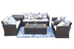 Direct Wicker Outdoor And Garden Patio Sofa Set 6PCS Reconfigurable Stylish And Modern Style With Seat Cushion(D0102HHGRU7)