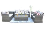 Direct Wicker Outdoor And Garden Patio Sofa Set 6PCS Reconfigurable Stylish And Modern Style With Seat Cushion(D0102HHGRUG)