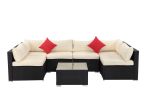7 Piece Rattan Sectional Seating Group with Cushions(D0102HHQN5A)