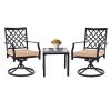 MEOOEM Patio Dining Set  Bistro Set Outdoor Furniture Square Bistro Metal Table Side Table and Swivel Dining Chairs with Cushion(D0102HP6U97)