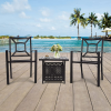 MEOOEM Patio Dining Set  Outdoor Furniture Square Bistro Metal Table Side Table and Metal Stackable Chairs, Black(D0102HP6UEY)