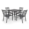 MEOOEM Patio Dining Set  Bistro Set Outdoor Furniture Square Bistro Metal Table Side Table and Metal Stackable Chairs, Black(D0102HP6UPV)