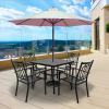 MEOOEM Patio Dining Set  Bistro Set Outdoor Furniture Square Bistro Metal Table Side Table and Metal Stackable Chairs, Black(D0102HP6UPV)