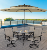 MEOOEM Patio Textilene Dining Set  Bistro Set Outdoor Furniture Square Bistro Metal Table Side/End Table and Dining Chairs(D0102HP6USA)