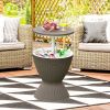 3 in 1 8 Gallon Patio Rattan Cooler Bar Table with Adjust Ice Bucket(D0102HPFH9Y)