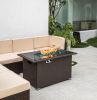 44" Fire pit Table 50,000 BTU with 8mm Tempered Glass Tabletop & Blue Stone& Steel table lid &Table ,ETL Certification (Brown)(D0102HPKDQY)