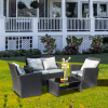 Outdoor 5pcs Combination Sofa Set with  2 Chairs 2 Footstools 1 Coffee Table XH(D0102HPKHR7)