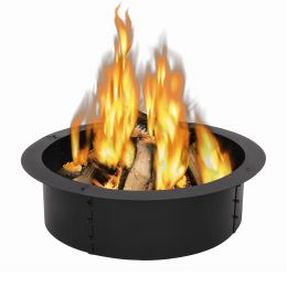 36 in Wrought Iron Round Fire Ring Black(D0102HPKMHY)