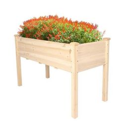 Bosonshop Raised Garden Bed Wood Patio Elevated Planter Box Kit with Stand for Outdoor Backyard Greenhouse (Natural)(D0102HPRILY)