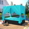 Outdoor Patio Wicker Sunbed Daybed with Cushions, Adjustable Seats(D0102HPTS0G)