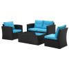 (Only for Pickup)Aluminum 5 Piece Rattan Sectional Seating Group(D0102HPUZD7)