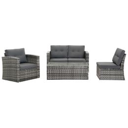 (Only for Pickup)Aluminum 5 Piece Rattan Sectional Seating Group(D0102HPUZYV)