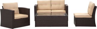 (Only for Pickup)Aluminum 5 Piece Rattan Sectional Seating Group(D0102HPUZYW)