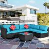 Outdoor Garden Patio Furniture 7-Piece PE Rattan Wicker Sectional Cushioned Sofa Sets with 2 Pillows and Coffee Table(D0102HPWFWW)