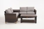 Grand Patio Outdoor Patio Sofa Conversation Set 6 PCS Furniture Set Sectional Sofa All-Weather Rattan Brown Washable Cushions Metal Patio Coffee Table