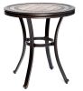 3 Piece Bistro Set w/ Porcelain Top Dining Table & Swivel Rocker Chairs(D0102HPY51V)