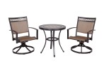 3 Piece Bistro Set w/ Porcelain Top Dining Table & Swivel Rocker Chairs(D0102HPY51V)