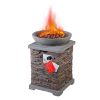 Outdoor Fire Pit 3pcs Set w/Haywood KD Aluminum X Back Stationary Spring Chairs(D0102HPY5YW)