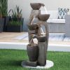 39inches Modern Resin Floor-Standing Fountain with Warm LED Light(D0102HX6DSJ)
