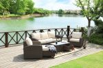 Direct Wicker Aluminum 5-piece Outdoor PE Rattan Wicker Sofa Rattan Patio Garden Furniture ,Gray(D0102HXJWHT)