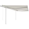Automatic Retractable Awning with Posts 13.1'x9.8' Cream(D0102HXVMIX)
