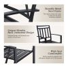 MEOOEM Patio Dining Set  Bistro Set Outdoor Furniture Square Bistro Metal Table Side Table and Metal Stackable Chairs, Black(D0102HP6UAY)
