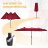 15x9ft Large Double-Sided Rectangular Outdoor Twin Patio Market Umbrella w/Crank-burgundy(D0102HPKUFV)