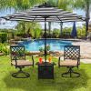 MEOOEM Patio Side Table with 1.57" Umbrella Hole Outdoor Stand Metal Bistro Table for Coffee Deck Garden Pool, Black(D0102HP64HV)