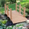 Garden Bridge, Classic Wooden Arch with Safety Rails Natural Finished Footbridge, Decorative Pond Landscaping, Backyard Creek or Farm  YJ(D0102HEC1W7)