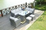Direct Wicker 7 PCS Outdoor PE Rattan Wicker Sofa Rattan Patio Garden Furniture, With Wide Cabinet, Gray(D0102HHGRTV)