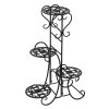 4 Potted Rounded Flower Metal Shelves Plant Pot Stand Decoration for Indoor Outdoor Garden Black RT(D0102HPDW37)