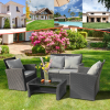 Outdoor 5pcs Combination Sofa Set with  2 Chairs 2 Footstools 1 Coffee Table XH(D0102HPKHR7)