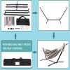 Double Classic Hammock with Stand with Carrying Pouch-Powder-coated Steel Frame - Durable 450 Pound Capacity, Brown/Gray Striped(D0102HEBAQY)