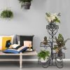 4 Potted Square Flower Metal Shelves Plant Pot Stand Decoration for Indoor Outdoor Garden Black(D0102HHV2TA)