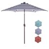Outdoor Patio 8.7-Feet Market Table Umbrella with Push Button Tilt and Crank, Red Stripes With 24 LED Lights[Base is not Included] RT(D0102HPSP9W)