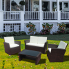 Outdoor 5pcs Combination Sofa Set with  2 Chairs 2 Footstools 1 Coffee Table XH(D0102HPKHRG)