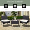 3 Pieces Patio Wicker Rattan Furniture Set with Cushion for Lawn Backyard(D0102HPFJB7)
