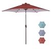 Outdoor Patio 8.7-Feet Market Table Umbrella with Push Button Tilt and Crank, Red Stripes With 24 LED Lights[Base is not Included] RT(D0102HPSP9A)