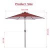 Outdoor Patio 8.7-Feet Market Table Umbrella with Push Button Tilt and Crank, Red Stripes With 24 LED Lights[Base is not Included] RT(D0102HPSP9A)